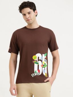 United Colors of Benetton - Men Graphic T-Shirt - Brown