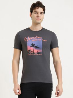 United Colors of Benetton - Men Graphic T-Shirt - Grey