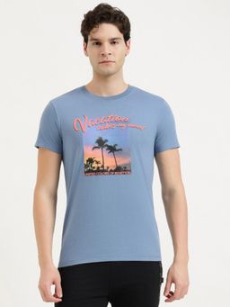 United Colors of Benetton - Men Graphic T-Shirt - Blue