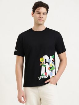 United Colors of Benetton - Men Graphic T-Shirt - Black