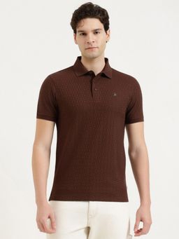 United Colors of Benetton - Men Self Design Polo T-Shirt - Brown