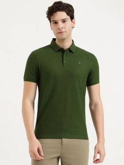 United Colors of Benetton - Men Self Design Polo T-Shirt - Green