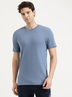 United Colors of Benetton - Men Self Design T-Shirt - Blue