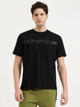 United Colors of Benetton - Men Typography T-Shirt - Black