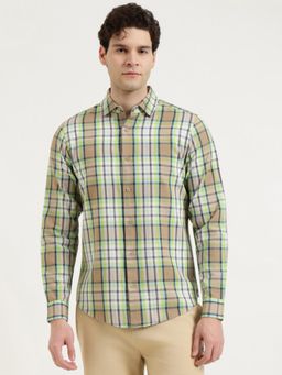 United Colors of Benetton - Regular Fit Spread Collar Checkered Shirt - Green