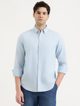 United Colors of Benetton - Regular Fit Button Down Textured Shirt - Blue