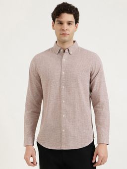 United Colors of Benetton - Regular Fit Button Down Textured Shirt - Brown