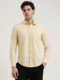 United Colors of Benetton - Regular Fit Spread Collar Checkered Shirt - Yellow
