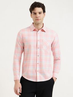 United Colors of Benetton - Regular Fit Spread Collar Checkered Shirt - Pink