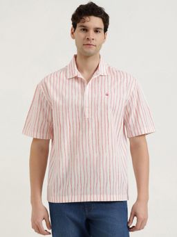United Colors of Benetton - Oversized Fit Spread Collar Striped Shirt - White