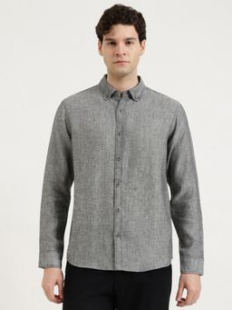 United Colors of Benetton - Regular Fit Button Down Textured Shirt - Grey