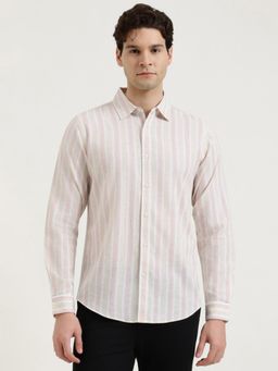 United Colors of Benetton - Regular Fit Spread Collar Striped Shirt - Pink