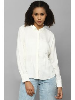 Allen Solly - Women Cream Textured Long Sleeves Shirt