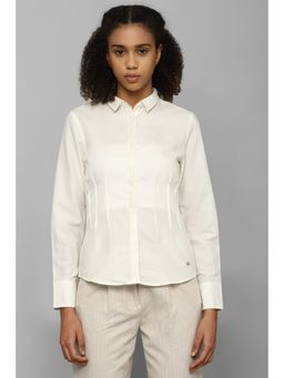 Allen Solly - Women Cream Solid Long Sleeves Shirt