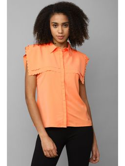 Allen Solly - Women Peach Solid Sleeveless Shirt
