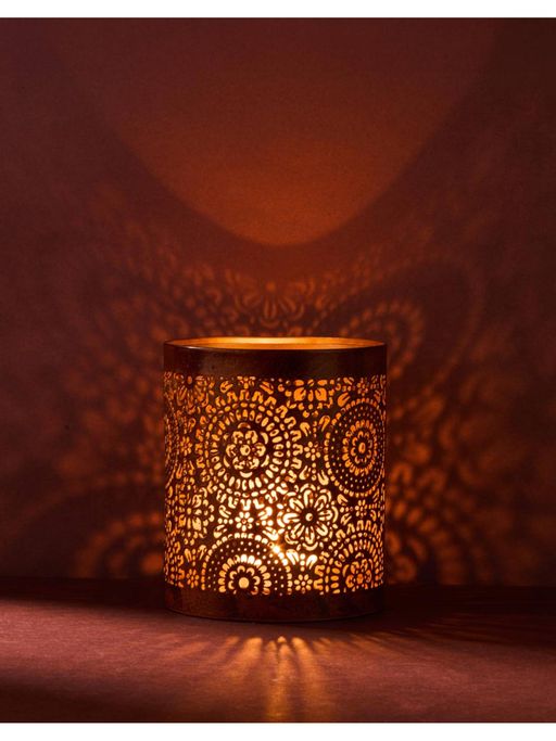 Fabindia Brass Metal Cutwork Pushp Votive Holder