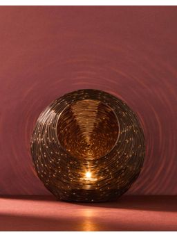 Fabindia - Black Metal Antiqued Savarna Candle Holder (L)