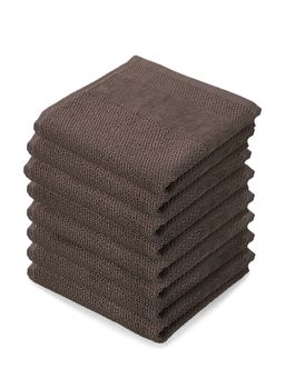Pure Home + Living - Set of 8 Brown Cotton Face Towel (S)