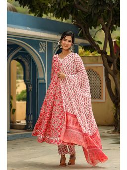 Vaamsi - Women's Cotton Printed Kurta Trousers And Dupatta (Set of 3)