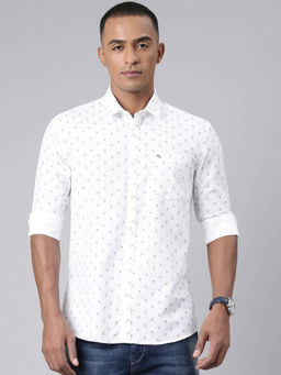Classic Polo - Men Aop White Polo Neck Printed Shirt