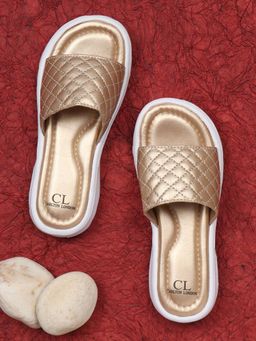 Carlton London - Checks Gold Sliders