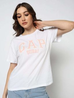 GAP - Women White Logo Print Relaxed T-Shirt