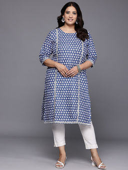 A plus by Ahalyaa - Ethnic Motifs Printed Gotta Patti Pure Cotton Kurta
