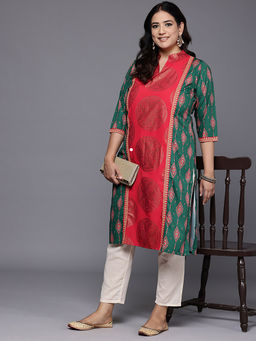 A plus by Ahalyaa - Ethnic Motifs Printed Crepe Zari Kurta