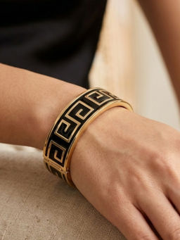 RUNORAA - Black Geo Marble and Gold Kada