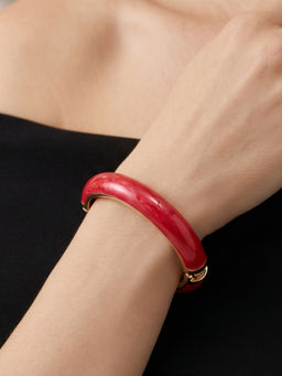 RUNORAA - Red Stainless Steel Enamelia Kada