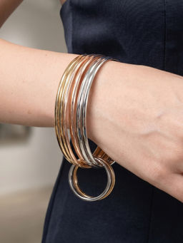 RUNORAA - Tri-Tone Grace Bangles (Pack of 6)