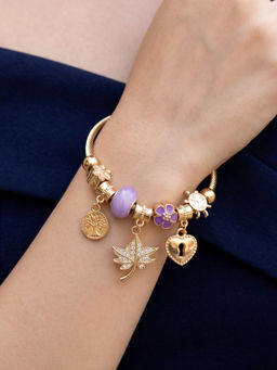 RUNORAA - Lavender Lock and Leaf Bracelet