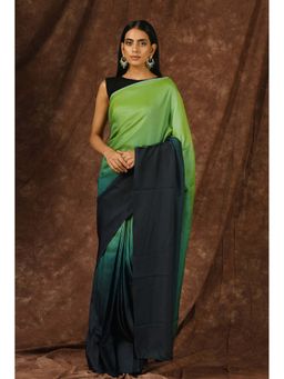 Swtantra - Light Green & Navy Satin Ombre Saree