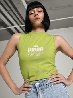 Puma - Palm Resort Solid Women Green Slim Fit Tank