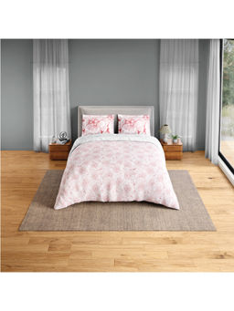 SPACES - Pink Fiora Cotton 144 TC Percale Bedsheet with 2 Pillow Covers