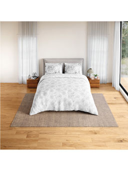 SPACES - Grey Fiora Cotton 144 TC Percale Bedsheet with 2 Pillow Covers