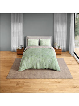 SPACES - Green Fiora Cotton 144 TC Percale Bedsheet with 2 Pillow Covers