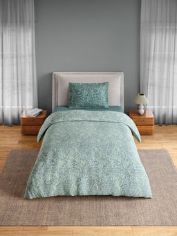 SPACES - Green Fiora Cotton 144 TC Percale Bedsheet with 1 Pillow Cover (Single)