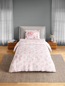 SPACES - Pink Fiora Cotton 144 TC Percale Bedsheet with 1 Pillow Cover (Single)