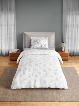 SPACES - Grey Fiora Cotton 144 TC Percale Bedsheet with 1 Pillow Cover (Single)