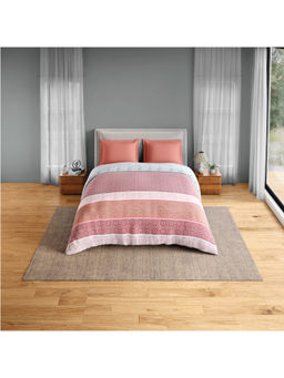 SPACES - Red Fiora Cotton 144 TC Percale Geometric Quilt (Double)