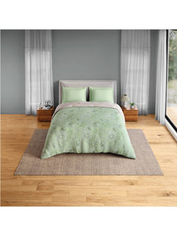 SPACES - Green Fiora Cotton 144 TC Percale Floral Quilt (Double)