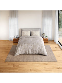 SPACES - Beige Fiora Cotton 144 TC Percale Fitted Bedsheet with 2 Pillow Covers