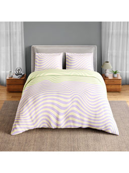 SPACES - Beige Neo Paradox Cotton 152 TC Bedsheet with 2 Pillow Covers (King)