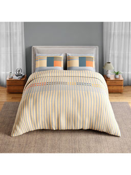 SPACES - Orange Neo Paradox Cotton 152 TC Bedsheet with 2 Pillow Covers (King)