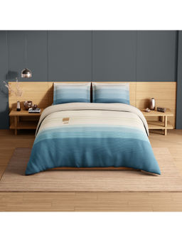 SPACES - Blue Avaris Structure Cotton 210 TC Bedsheet with 2 Pillow Covers (King)