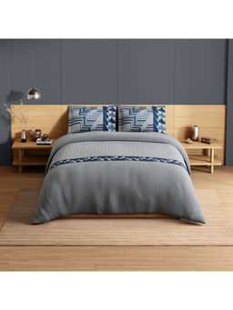 SPACES - Grey Avaris Structure Cotton 210 TC Bedsheet with 2 Pillow Covers (King)