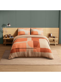 SPACES - Beige Avaris Structure Cotton 210 TC Bedsheet with 2 Pillow Covers (King)