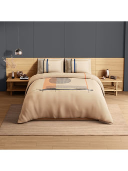 SPACES - Beige Avaris Structure Cotton 210 TC Bedsheet with 2 Pillow Covers (King)