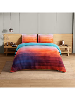 SPACES - Multi-Color Avaris Echo Cotton 210 TC Bedsheet with 2 Pillow Covers (King)